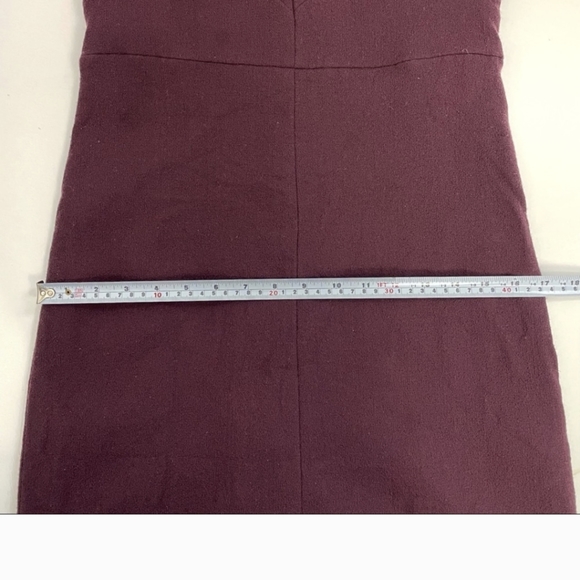 Victoria Beckham 100% wool v neck sleeveless maroon midi dress - Picture 11 of 11